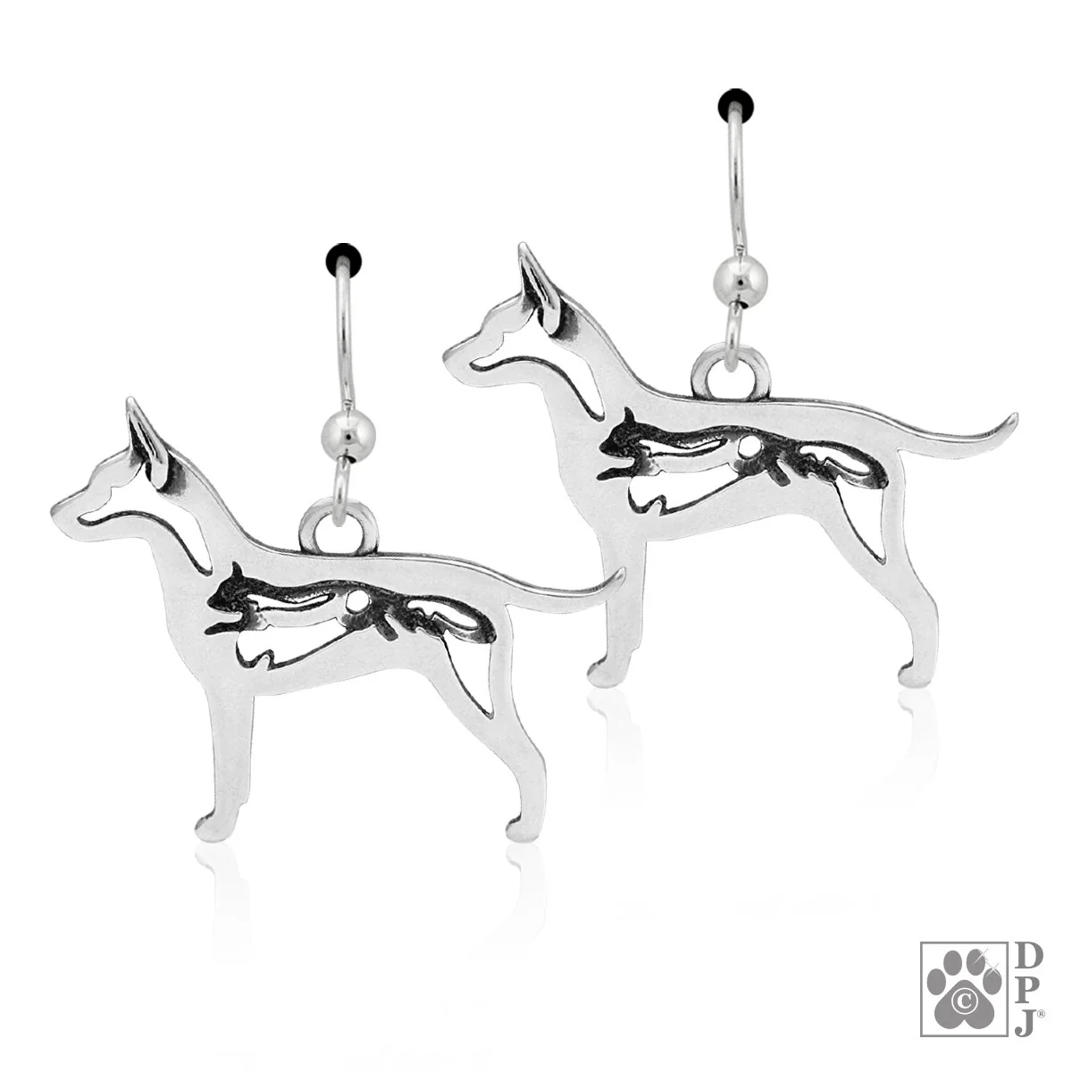 Rat Terrier w/Squirrel, Long tail Body, Earring