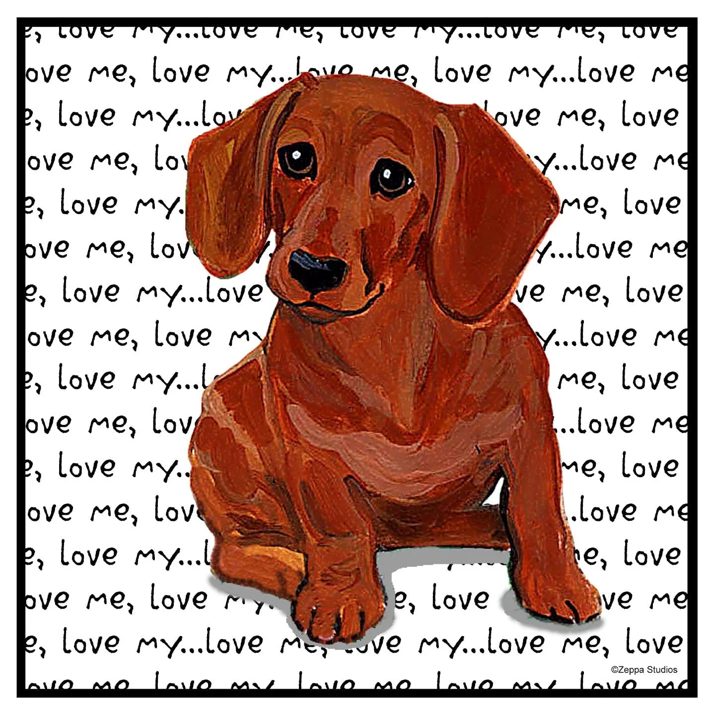 Red Dachshund Love Text - Women's V-Neck T-Shirt - Image 2