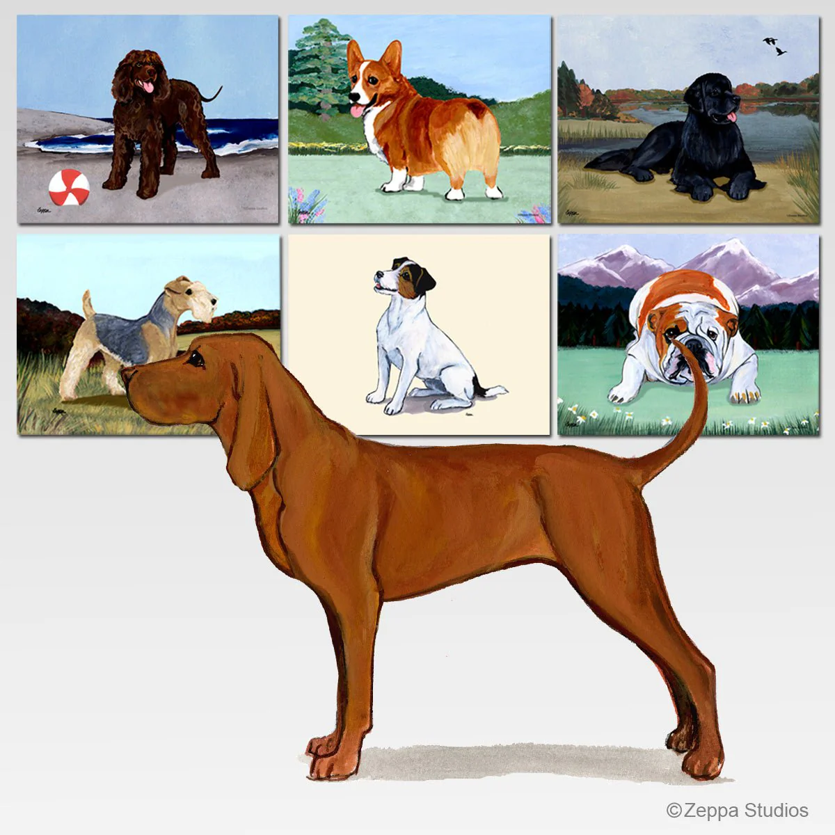 Redbone Coonhound Scenic Cutting Board