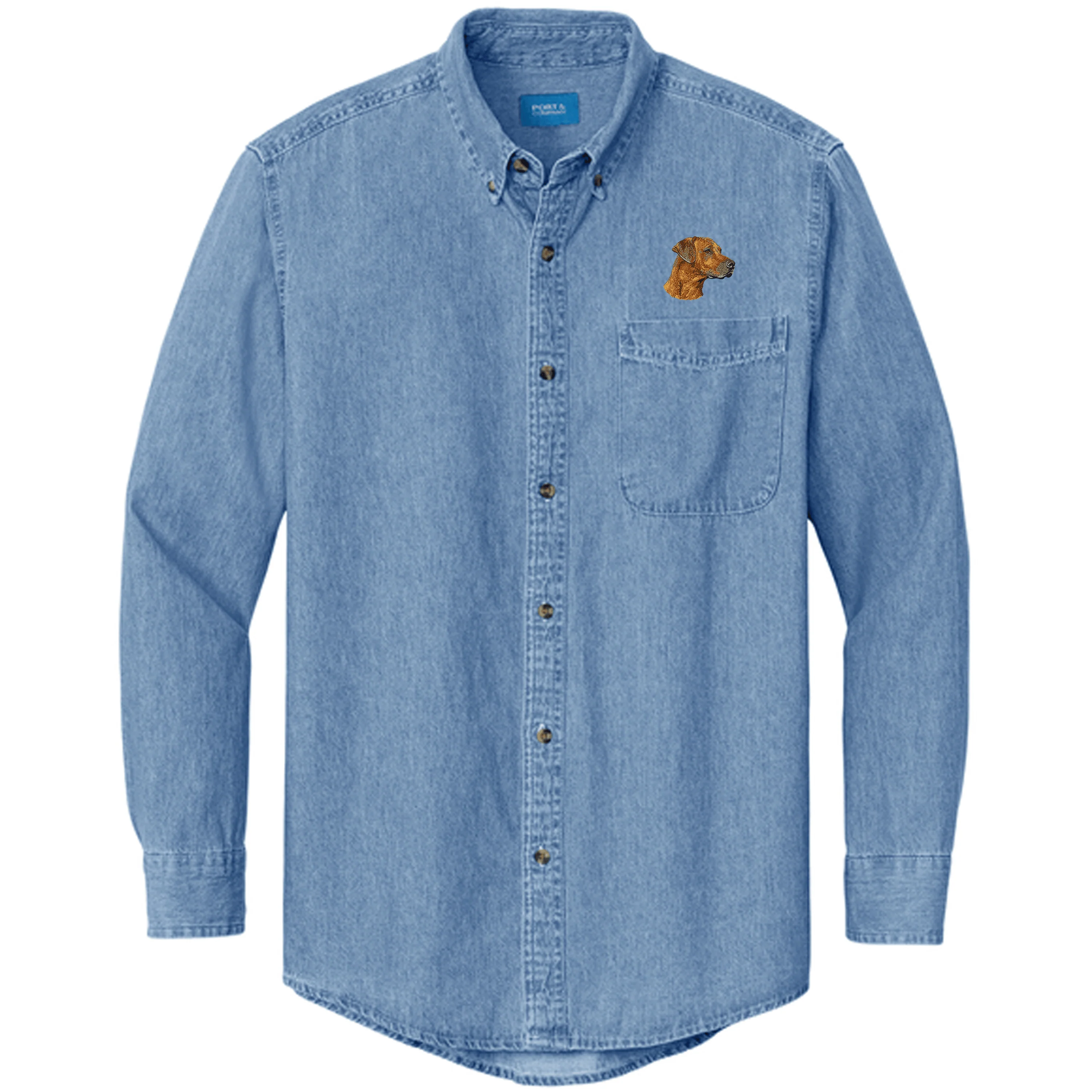 Rhodesian Ridgeback Embroidered Men's Denim Shirt