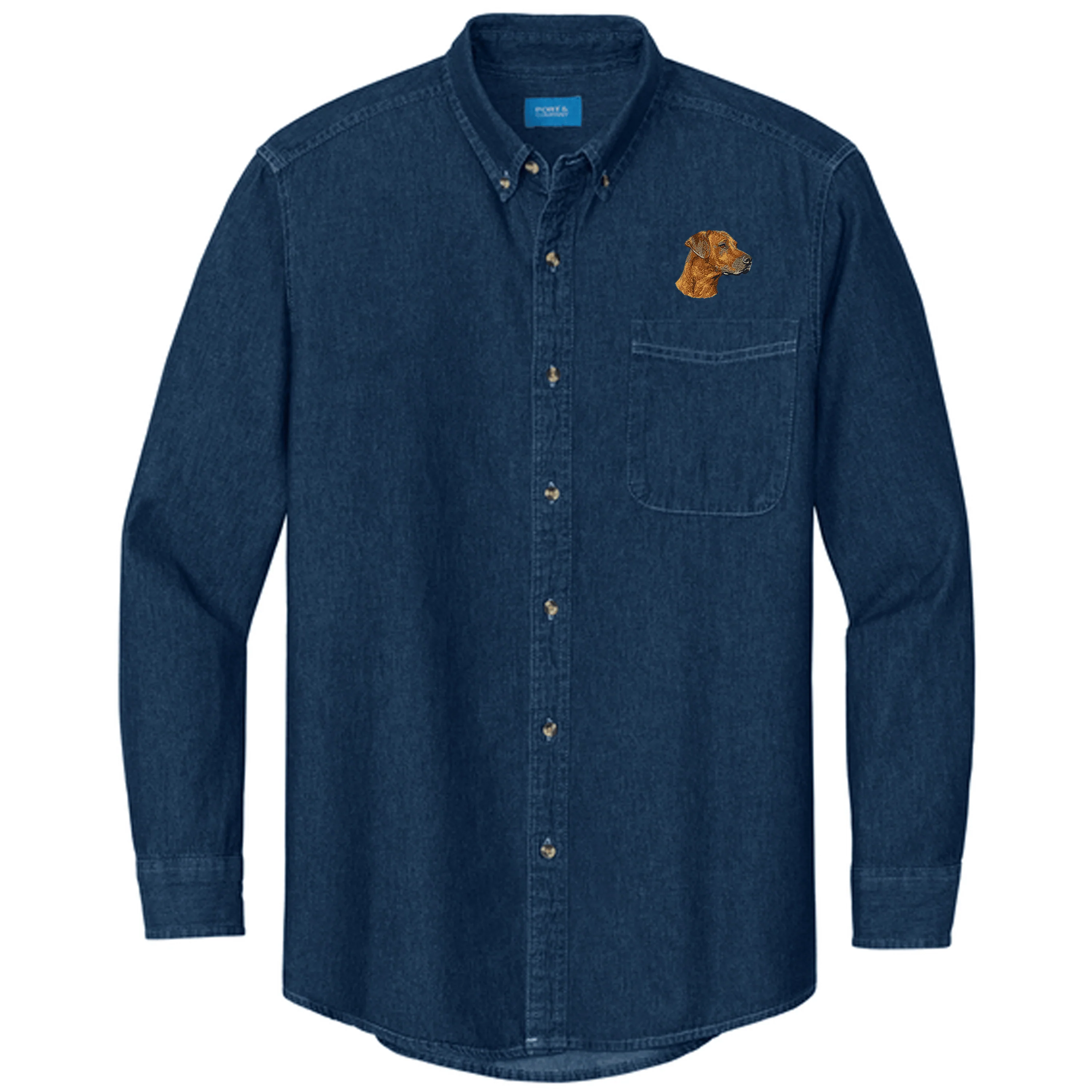 Rhodesian Ridgeback Embroidered Men's Denim Shirt - Image 3