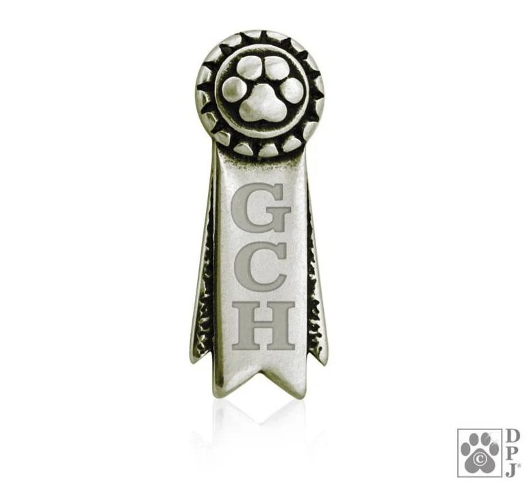 Personalized White Bronze Rosette Paw Ribbon Tie Tack, Pin - Image 2