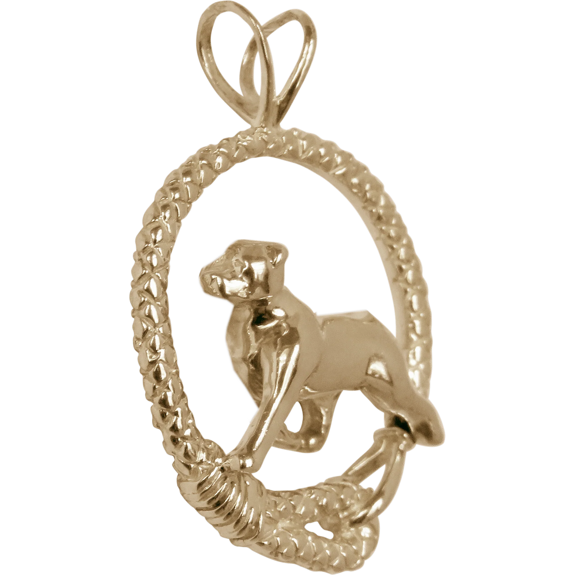 Solid 14K Gold Rottweiler Leash Pendant - Image 2