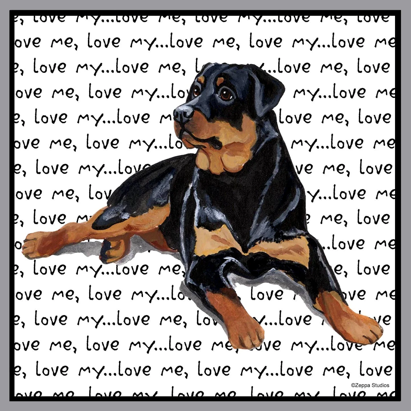 Rottweiler Love Text - Adult Unisex Crewneck Sweatshirt - Image 2