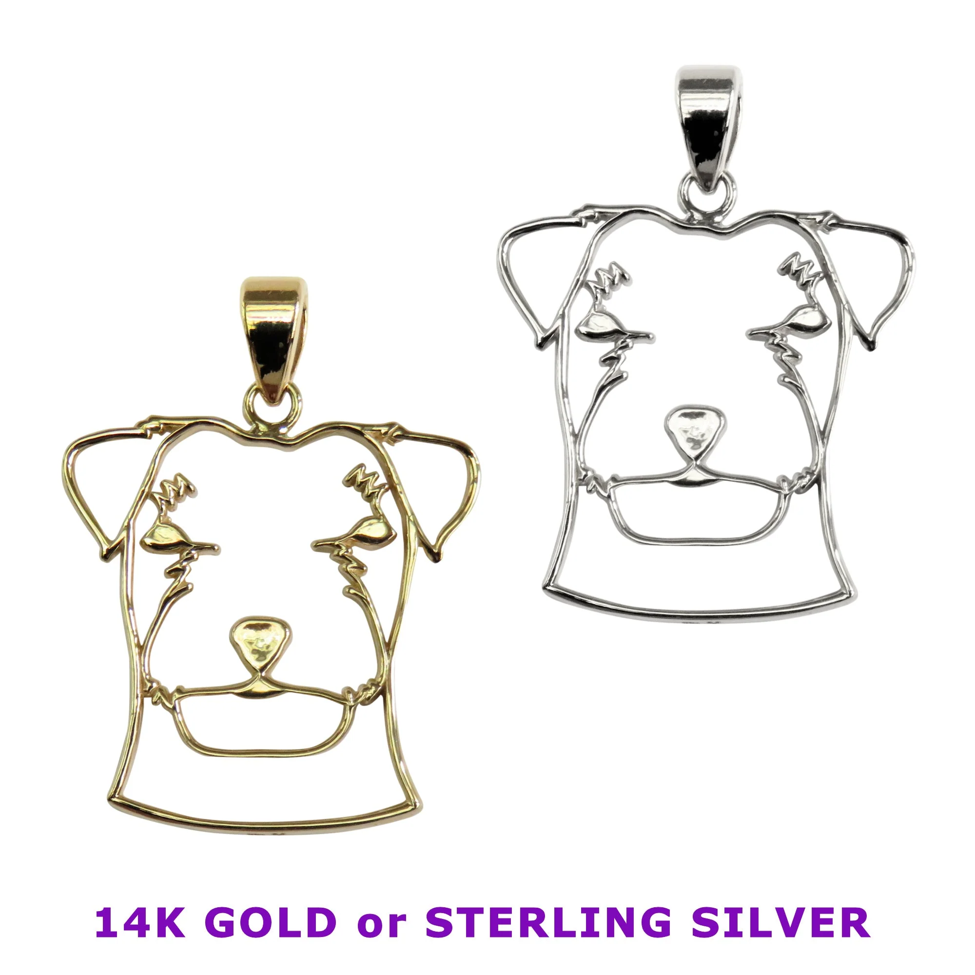 Russell Terrier in Sterling Silver Silhouette Head Pendant - Image 2