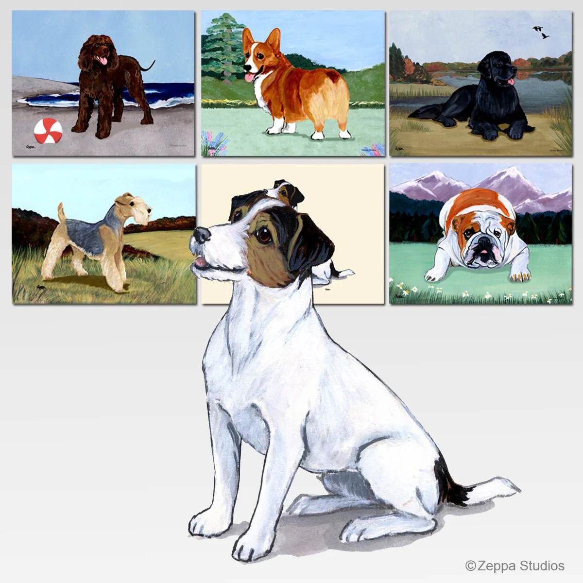 Russell Terrier, Brown and White Scenic Cutting Board - Image 2