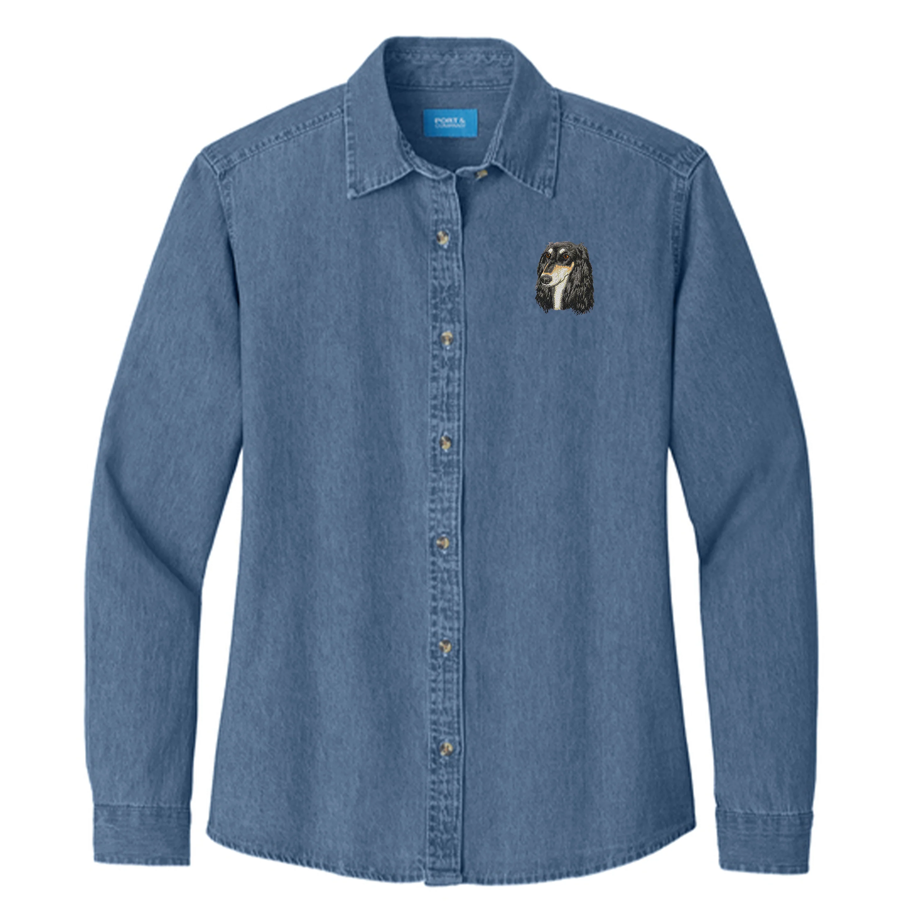 Saluki Embroidered Women's Denim Shirt