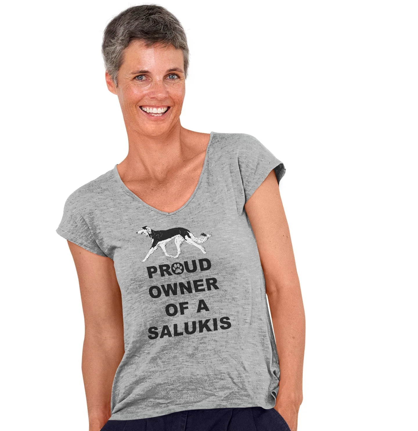 Saluki Proud Owner - Women's V-Neck T-Shirt - Image 3