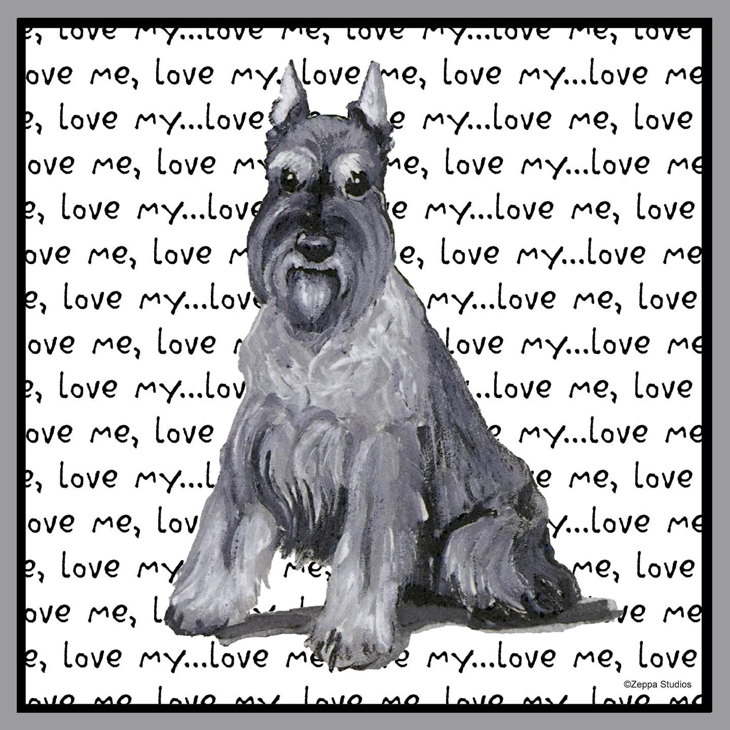 Schnauzer Love Text - Adult Unisex Crewneck Sweatshirt - Image 2