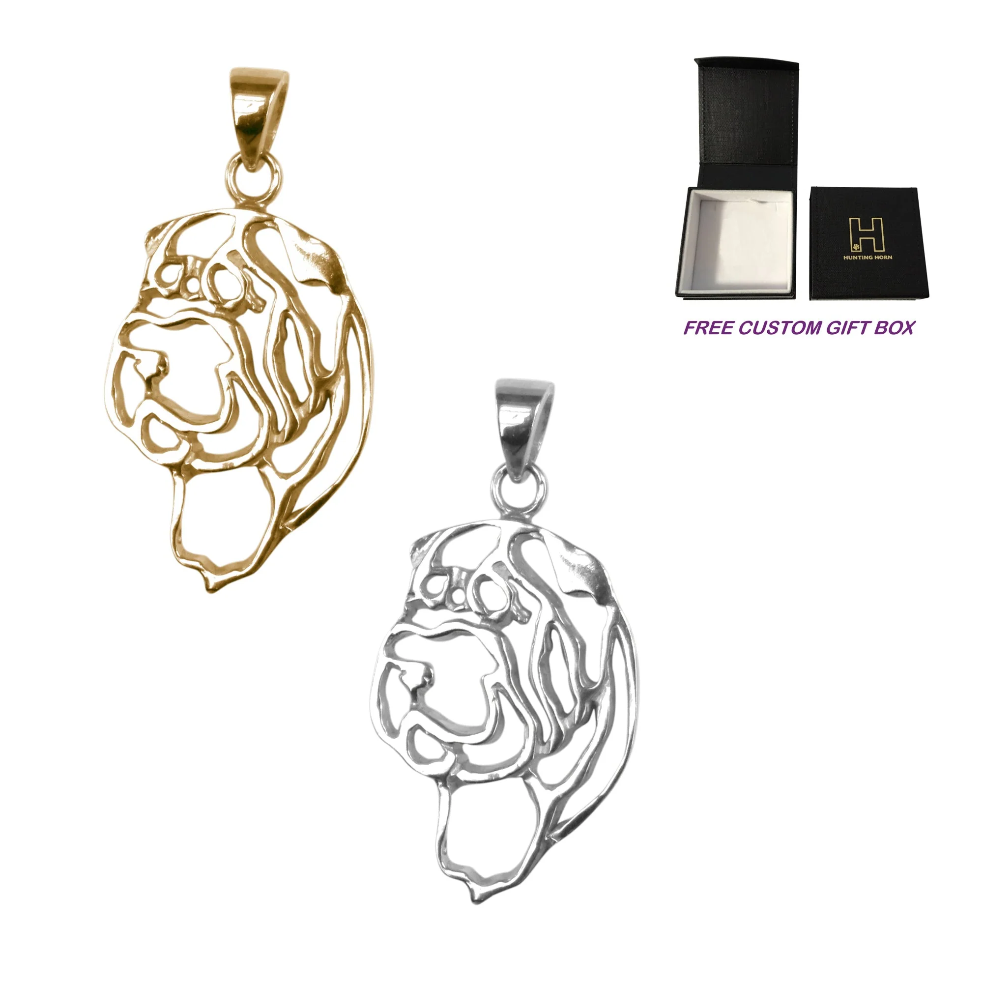 Shar-Pei in 14K Gold Silhoutte Head Pendant - Image 2