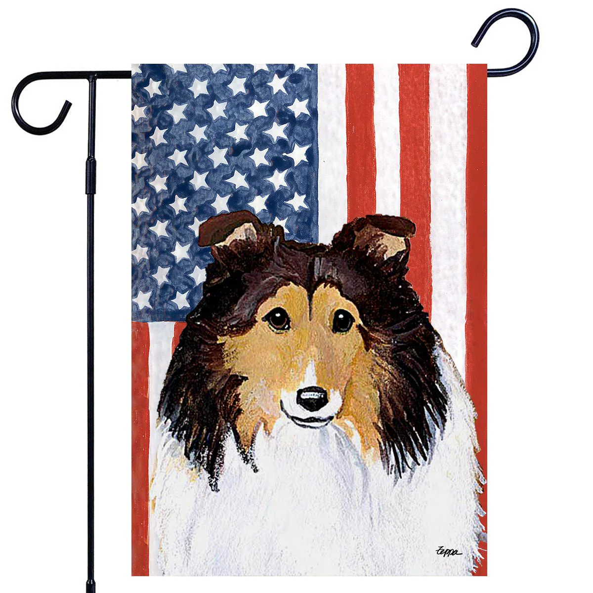 Shetland Sheepdog Americana Garden Flag - Image 2