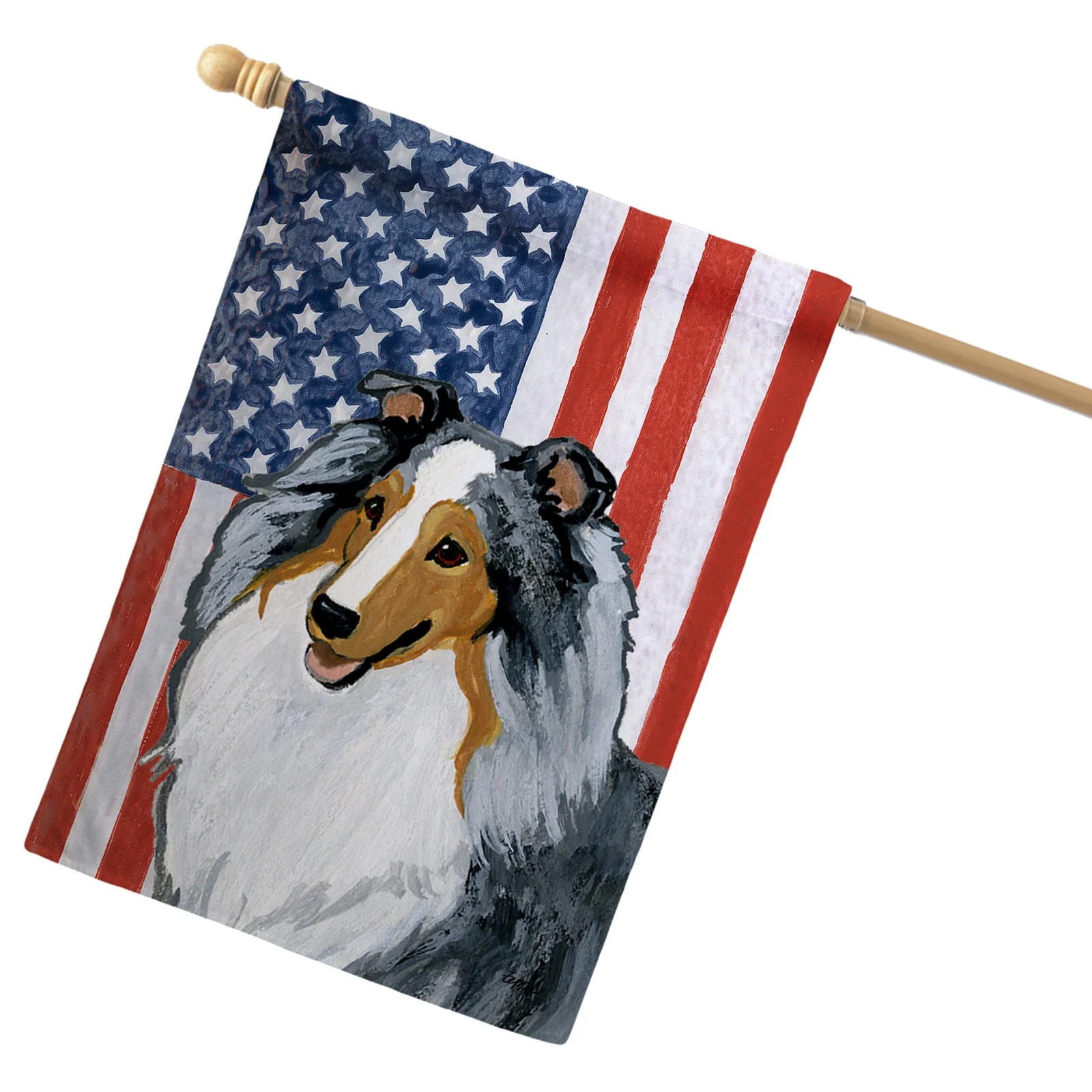 Shetland Sheepdog Americana House Flag - Image 2