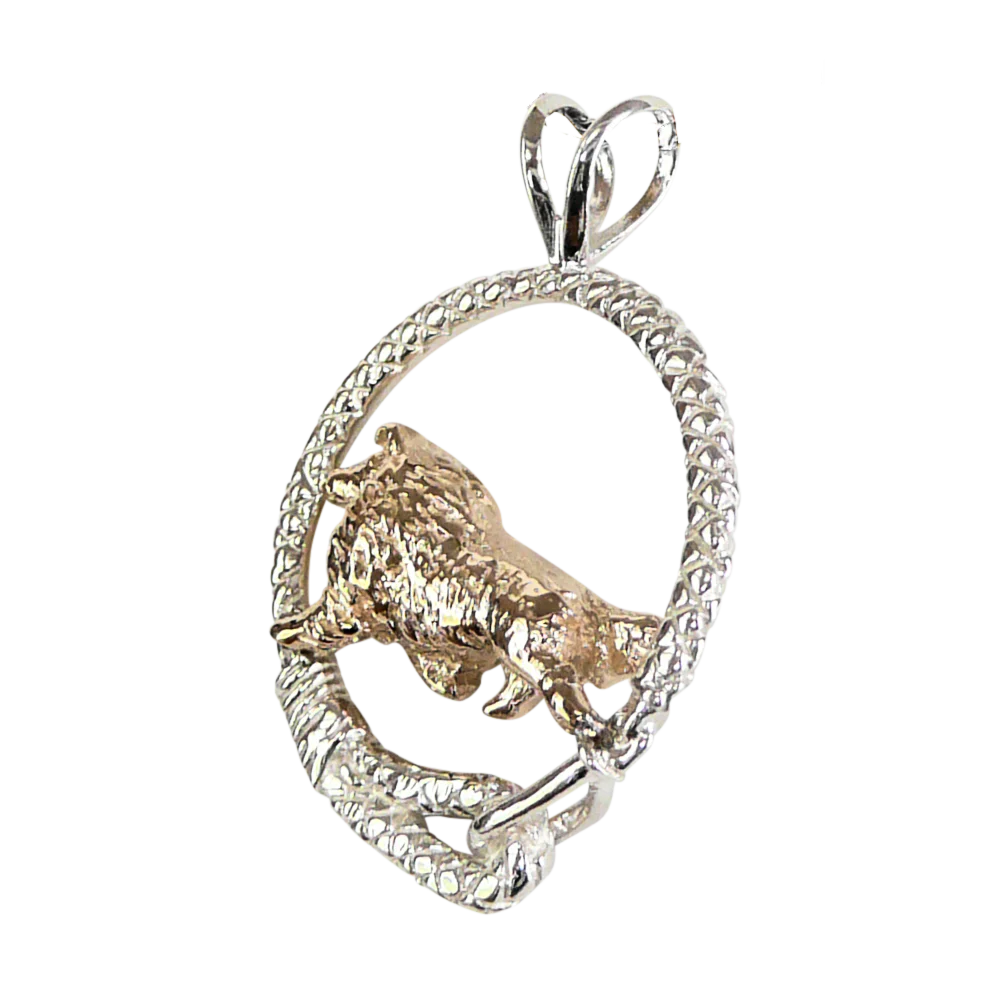 Solid 14K Gold Shetland Sheepdog in Sterling Silver Leash Pendant - Image 3