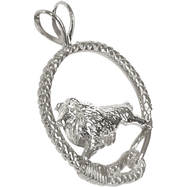 Shetland Sheepdog in Solid Sterling Silver Leash Pendant - Image 2