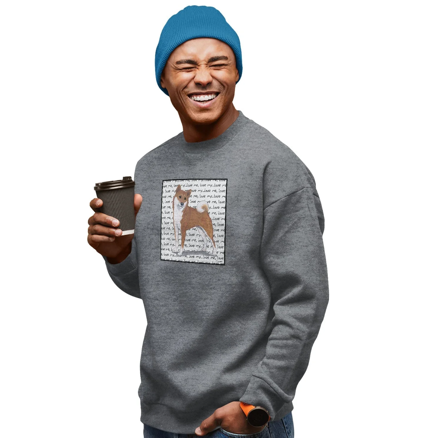 Shiba Inu Love Text - Adult Unisex Crewneck Sweatshirt