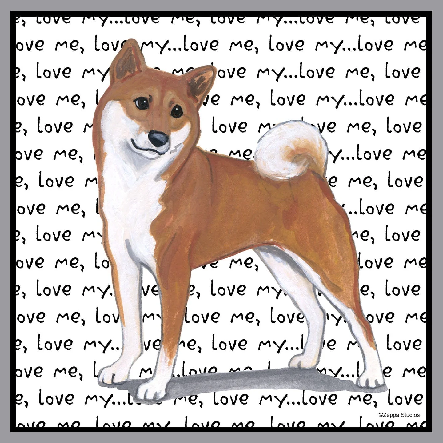 Shiba Inu Love Text - Adult Unisex Crewneck Sweatshirt - Image 2