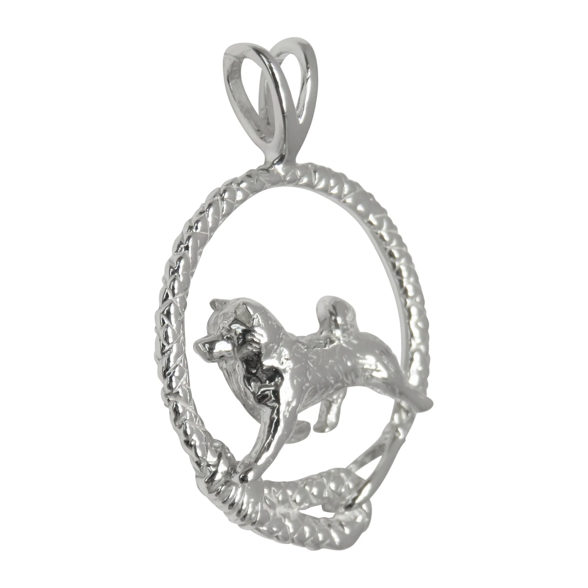 Shiba Inu in Sterling Silver Leash Pendant - Image 3