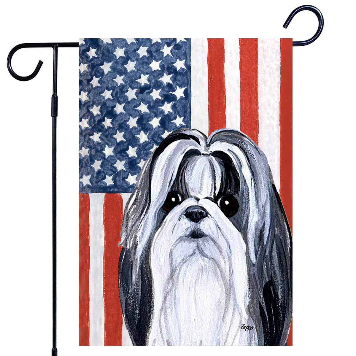 Shih Tzu Americana Garden Flag - Image 2