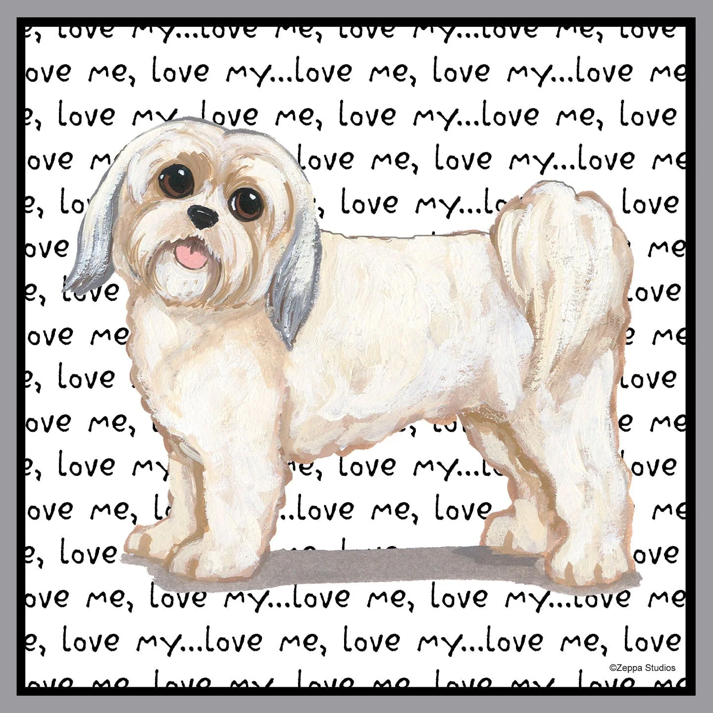 Short Haired Lhasa Apso Love Text - Adult Unisex Crewneck Sweatshirt - Image 2