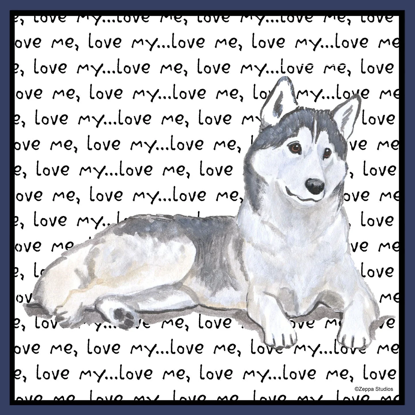 Siberian Husky Love Text - Adult Unisex Crewneck Sweatshirt - Image 2