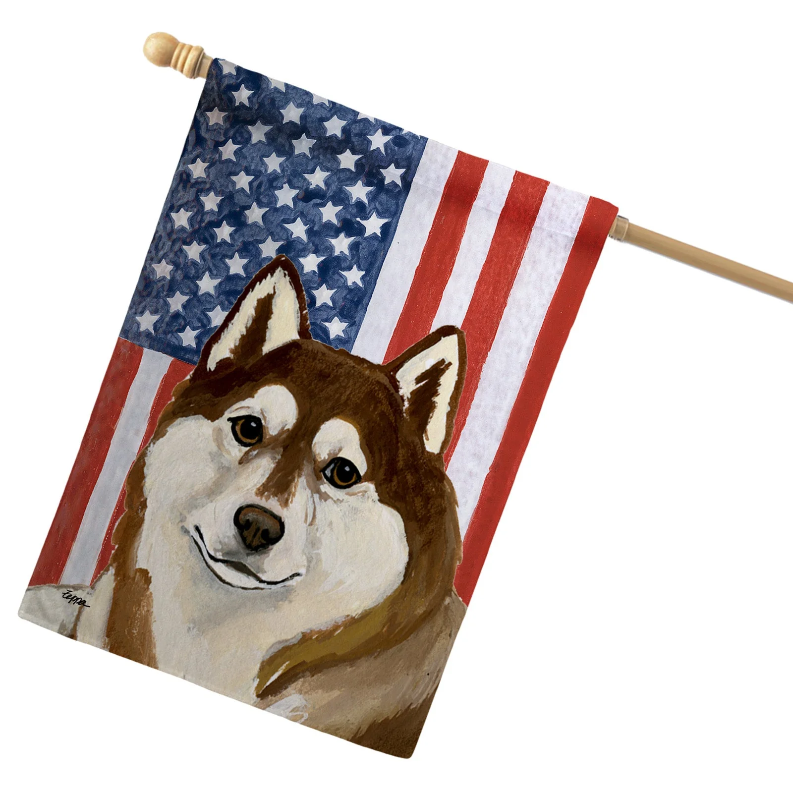 Siberian Husky Americana House Flag - Image 2
