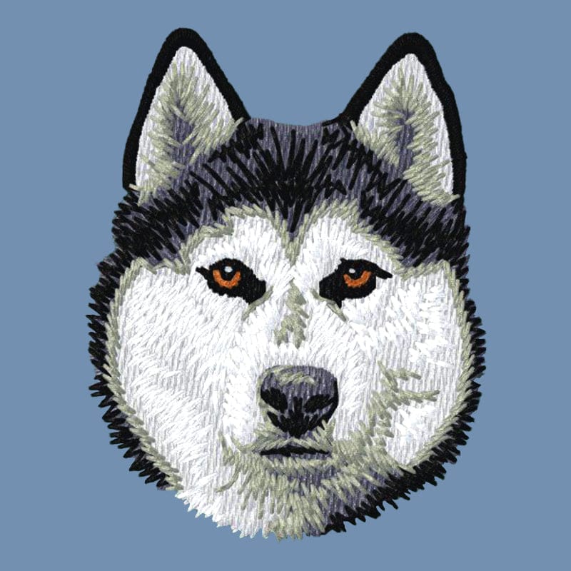 Siberian Husky Embroidered Men's Denim Shirt - Image 2