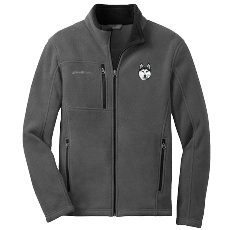 Siberian Husky Embroidered Men's Fleece Jacket