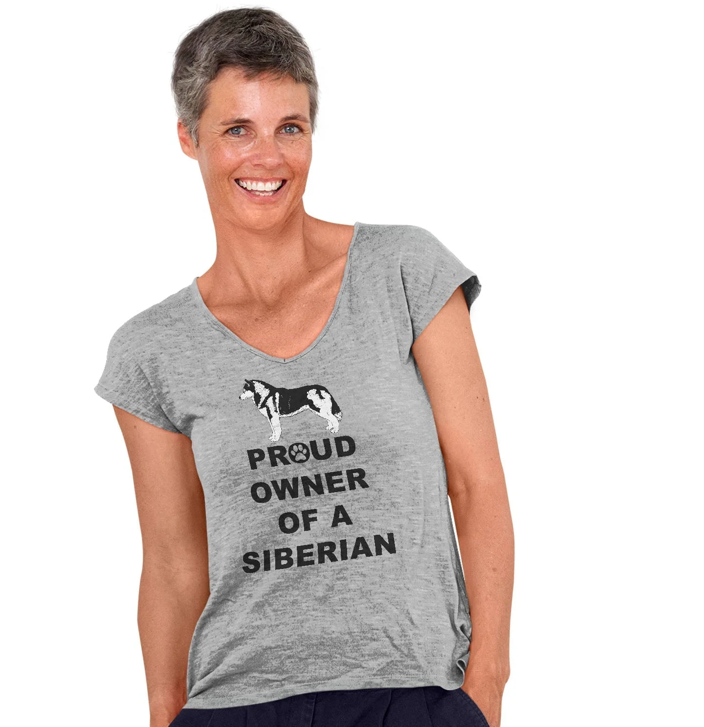 Siberian Husky Proud Owner - Women's V-Neck T-Shirt - Image 3