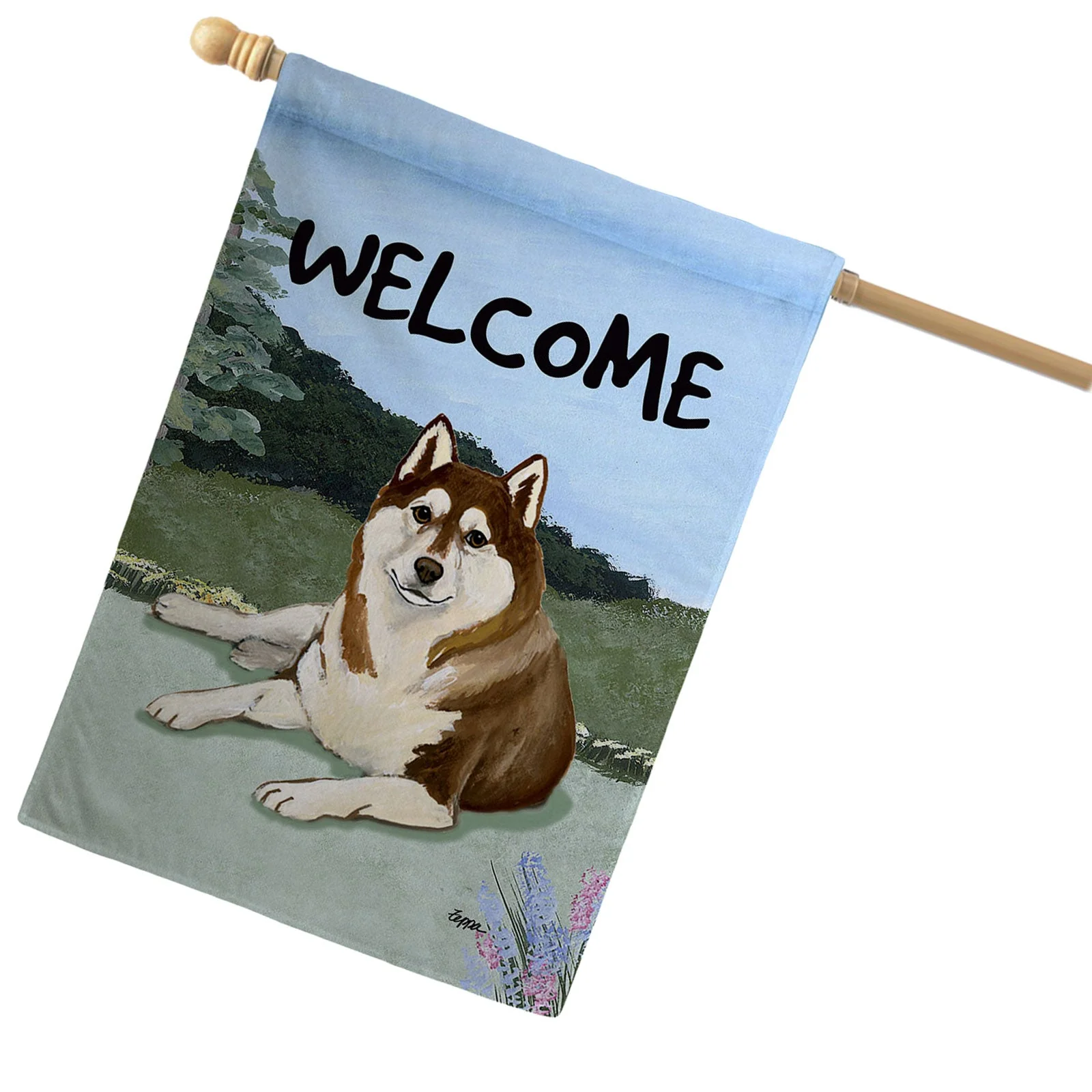 Siberian Husky House Flag - Image 2