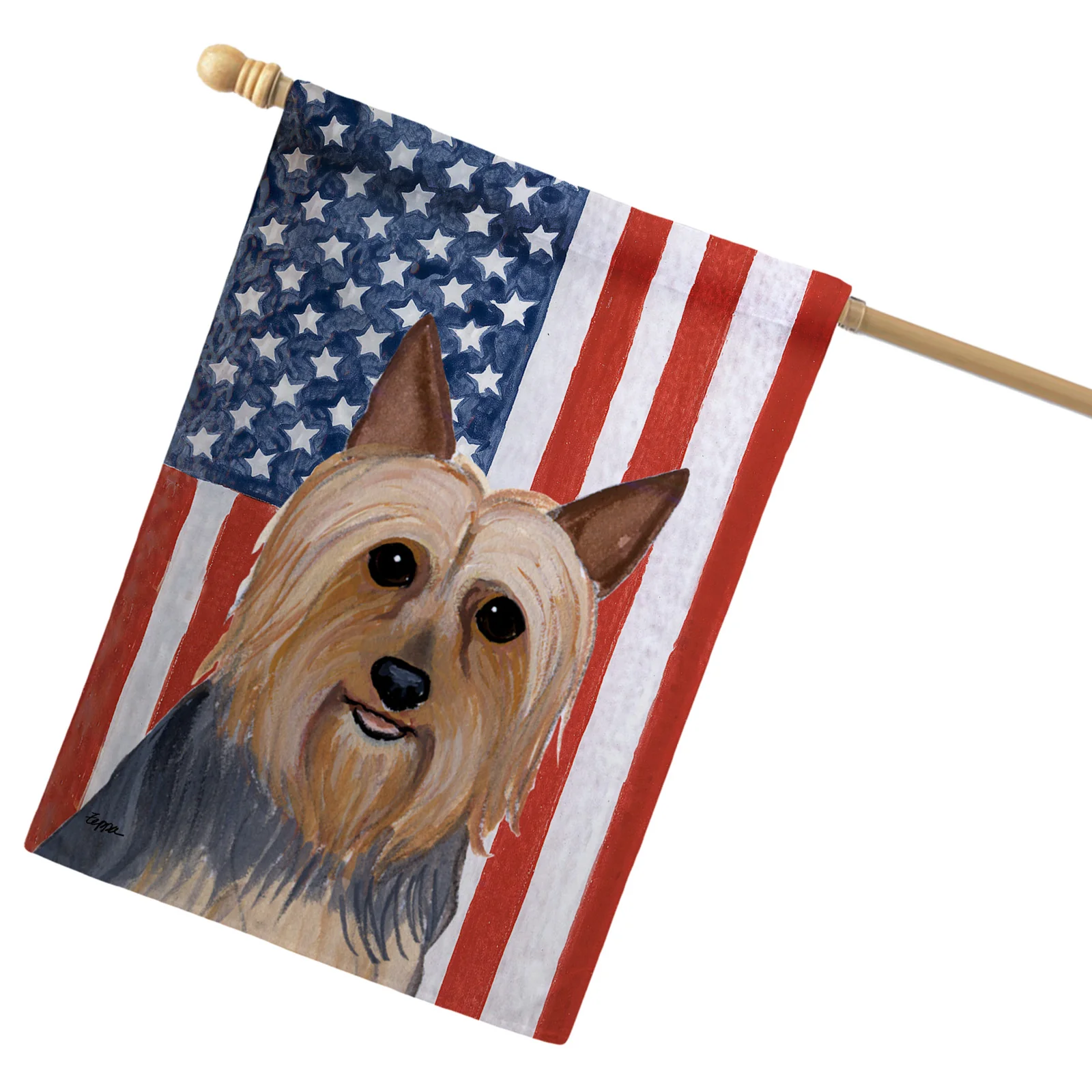 Silky Terrier Americana House Flag