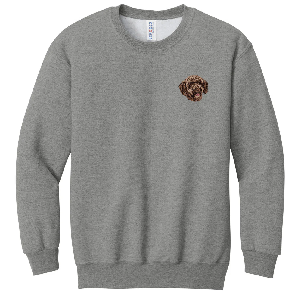 Spanish Water Dog Embroidered Youth Crewneck Sweatshirt