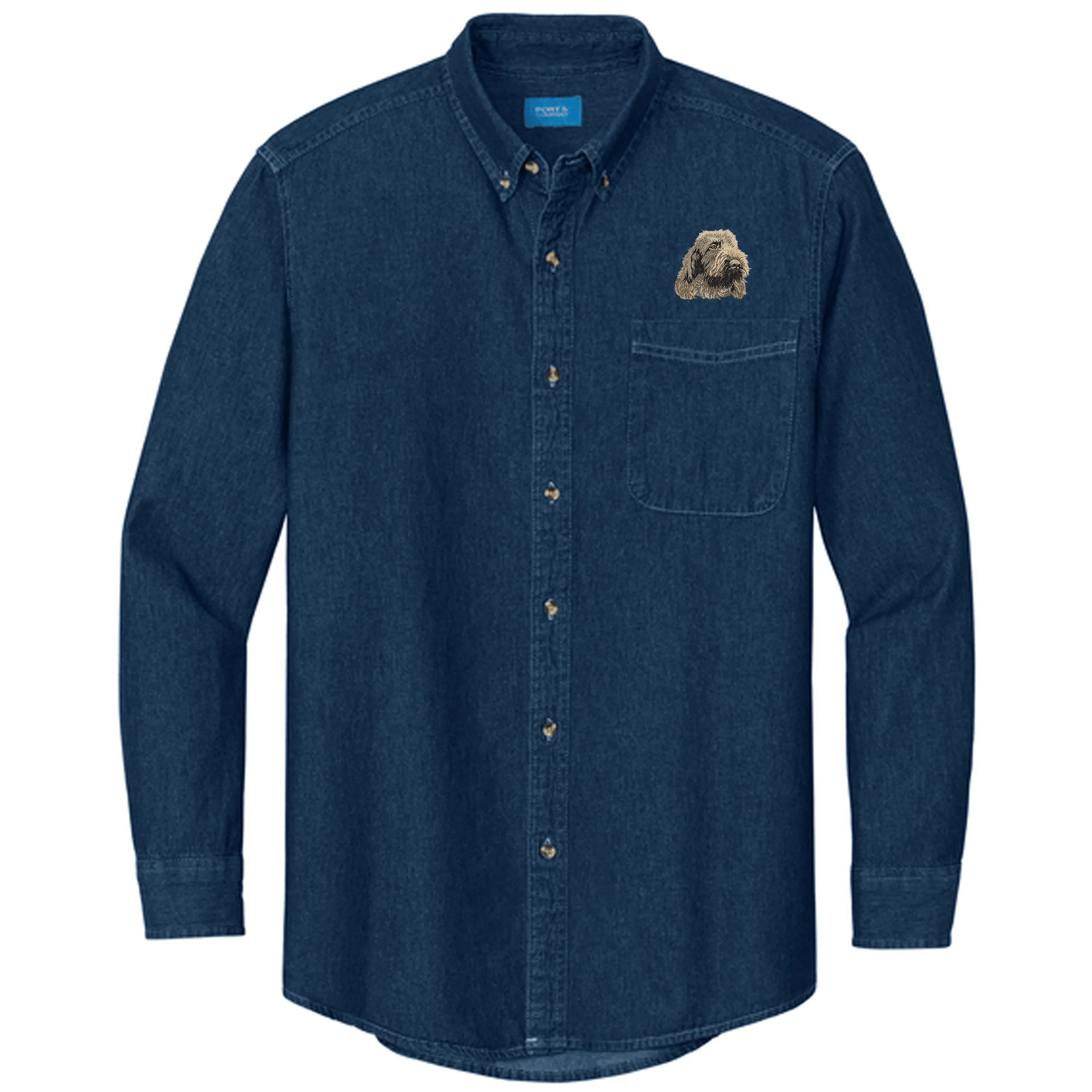 Spinone Italiano Embroidered Men's Denim Shirt - Image 3