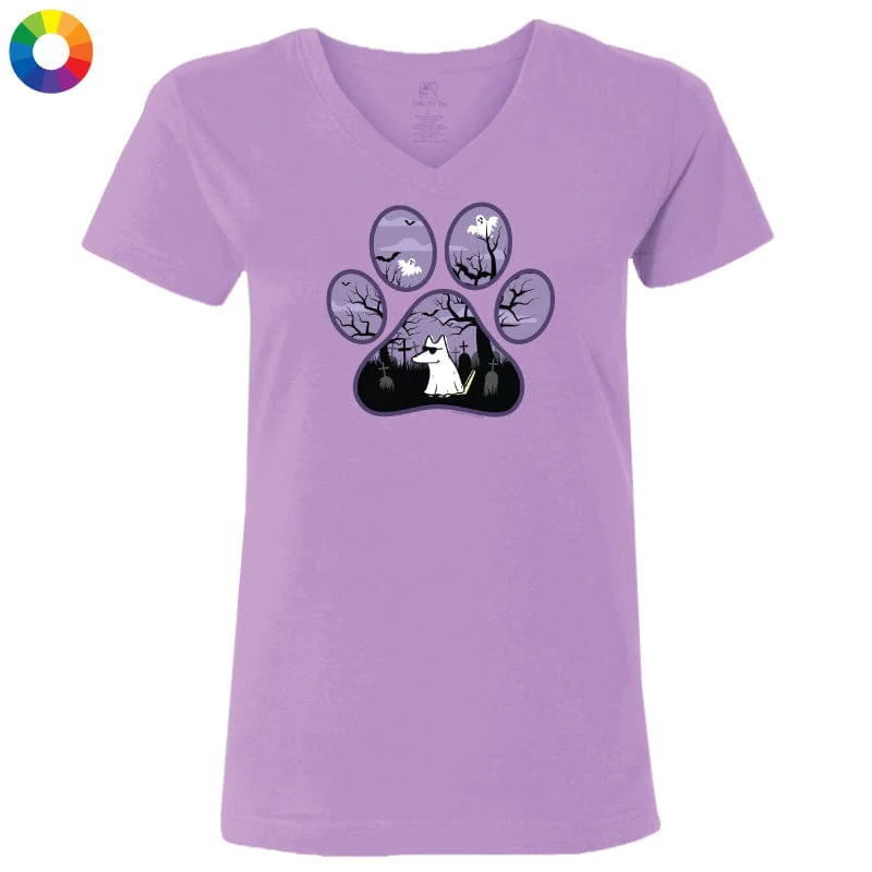 Spooky Paw - Ladies T-Shirt V-Neck