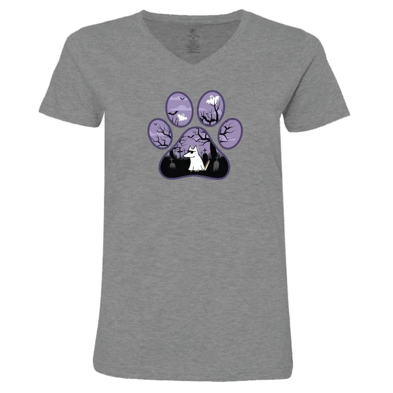 Spooky Paw - Ladies T-Shirt V-Neck - Image 3