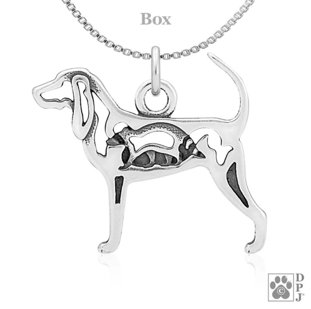 Black and Tan Coonhound Sterling Silver  Pendant, Body w/Racoon - Image 3