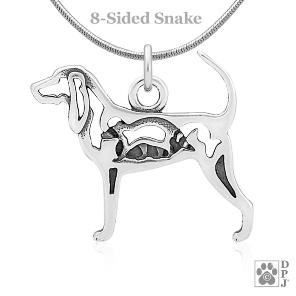 Black and Tan Coonhound Sterling Silver  Pendant, Body w/Racoon - Image 4