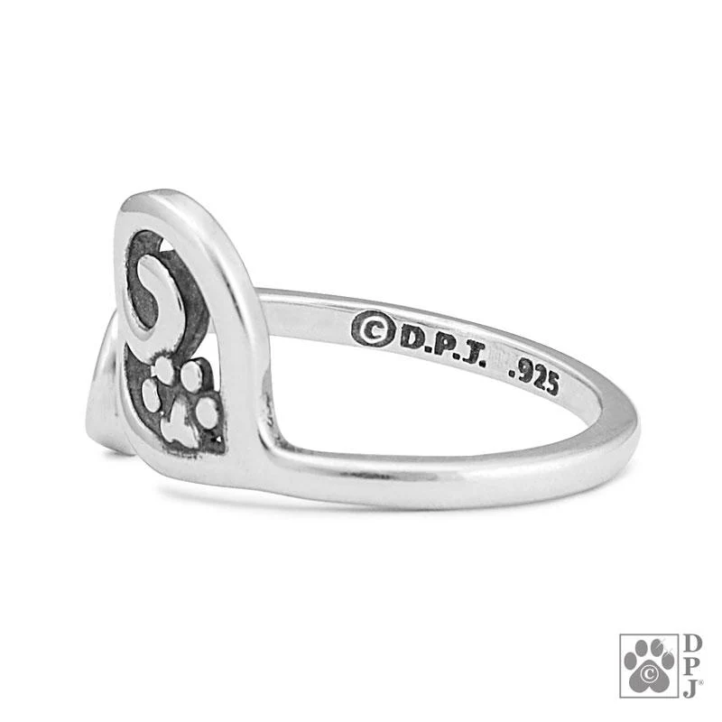 Sterling Silver Pawer of Love Adjustable Ring w/Crystal - Image 2