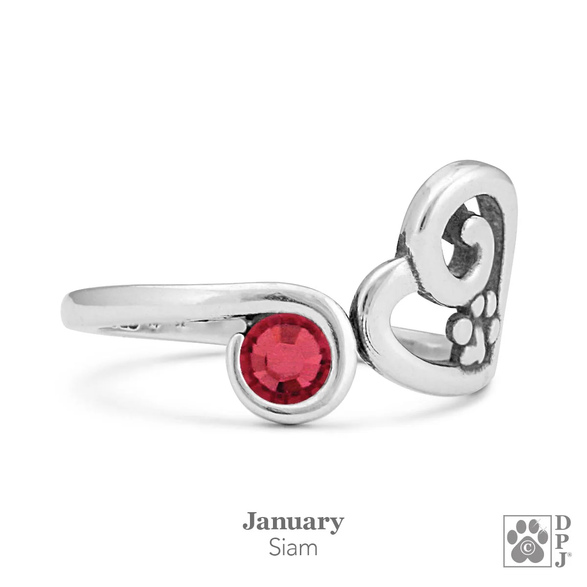 Sterling Silver Pawer of Love Adjustable Ring w/Crystal - Image 5