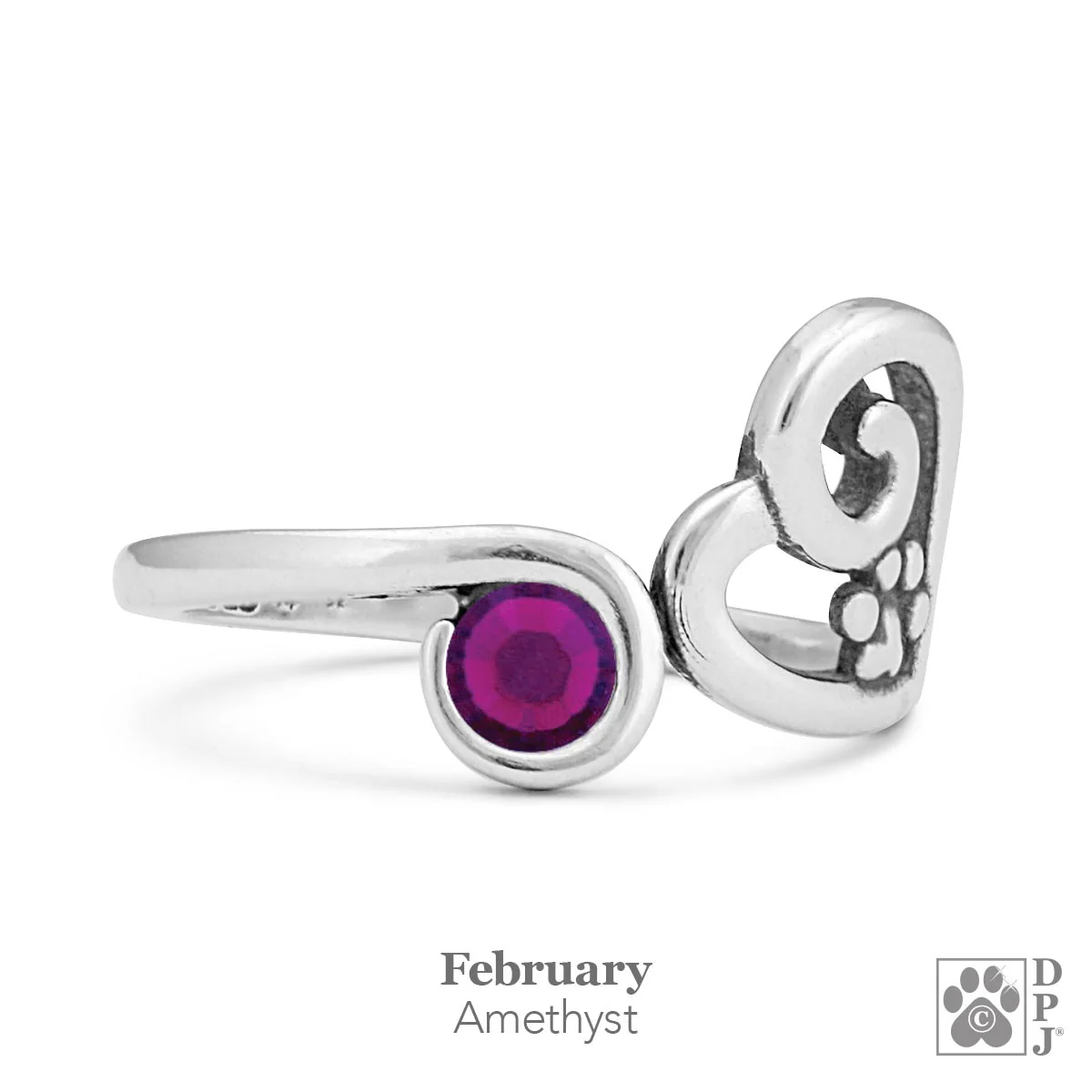 Sterling Silver Pawer of Love Adjustable Ring w/Crystal - Image 6