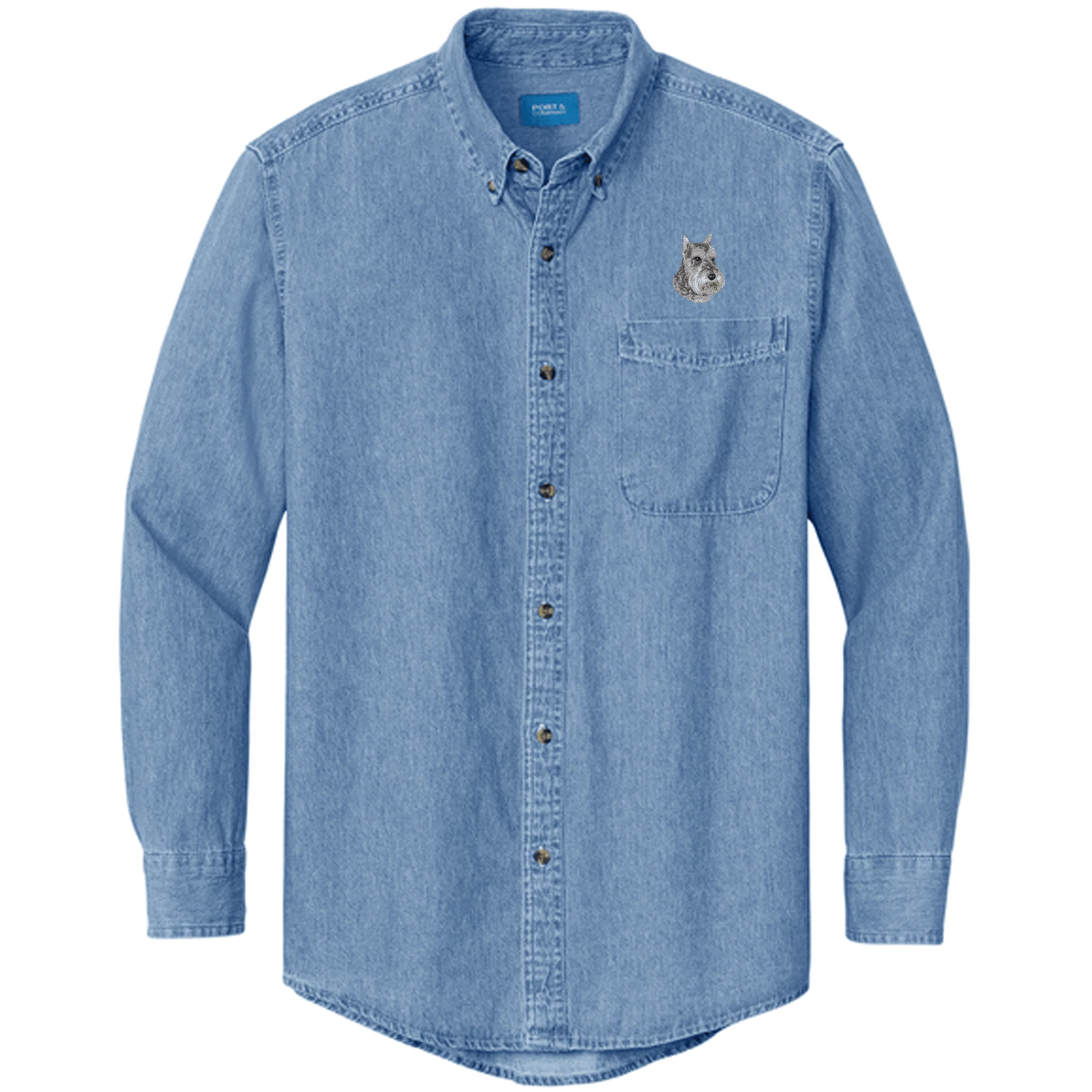 Schnauzer Embroidered Men's Denim Shirt