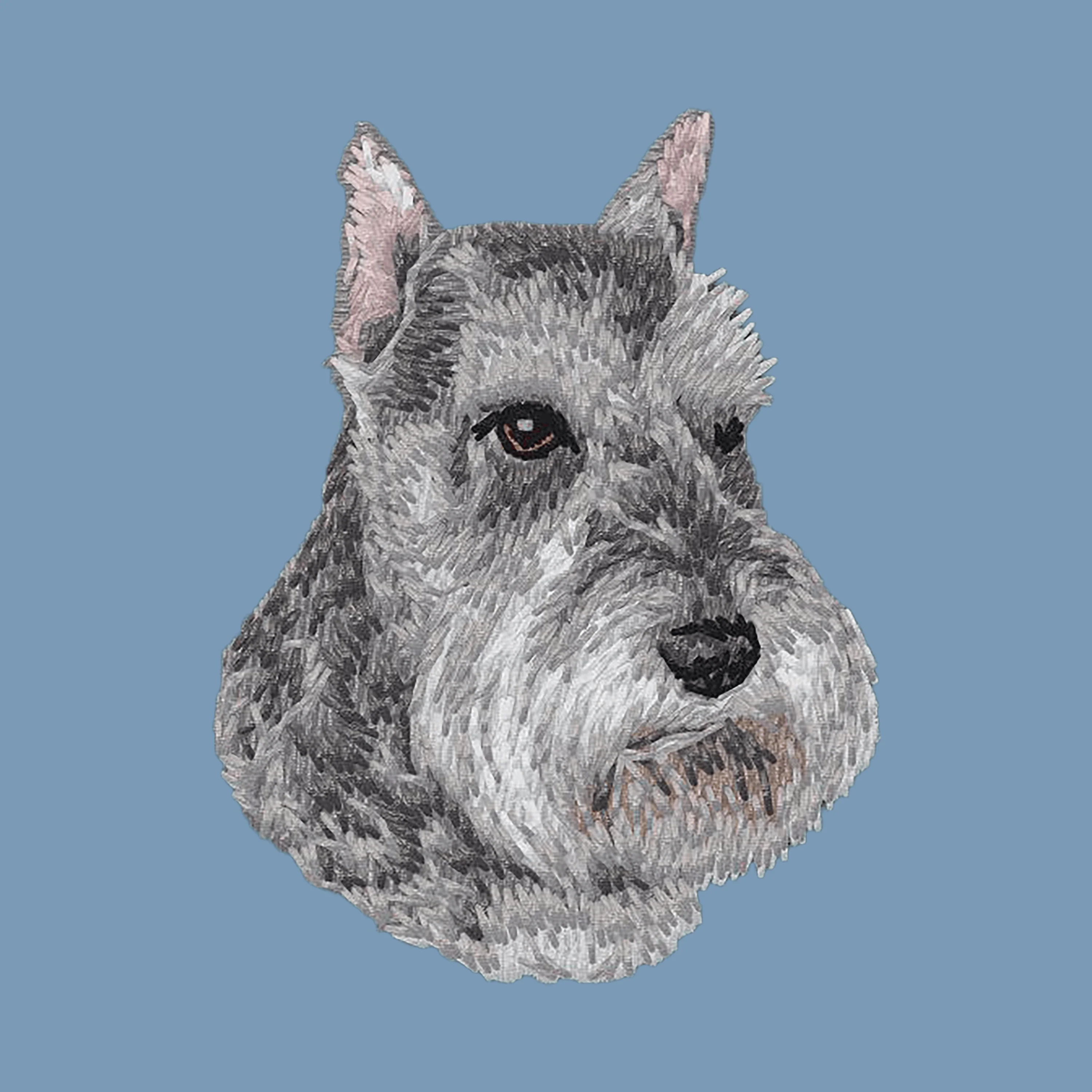 Schnauzer Embroidered Men's Denim Shirt - Image 2