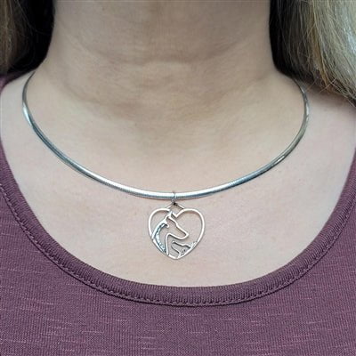 Doberman Pinscher Mom and Puppy  Sterling Silver Heart Pendant - Image 3