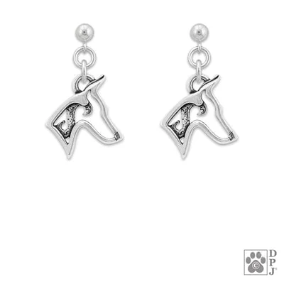 Doberman Pinscher Sterling Silver Petite Earrings - Image 2