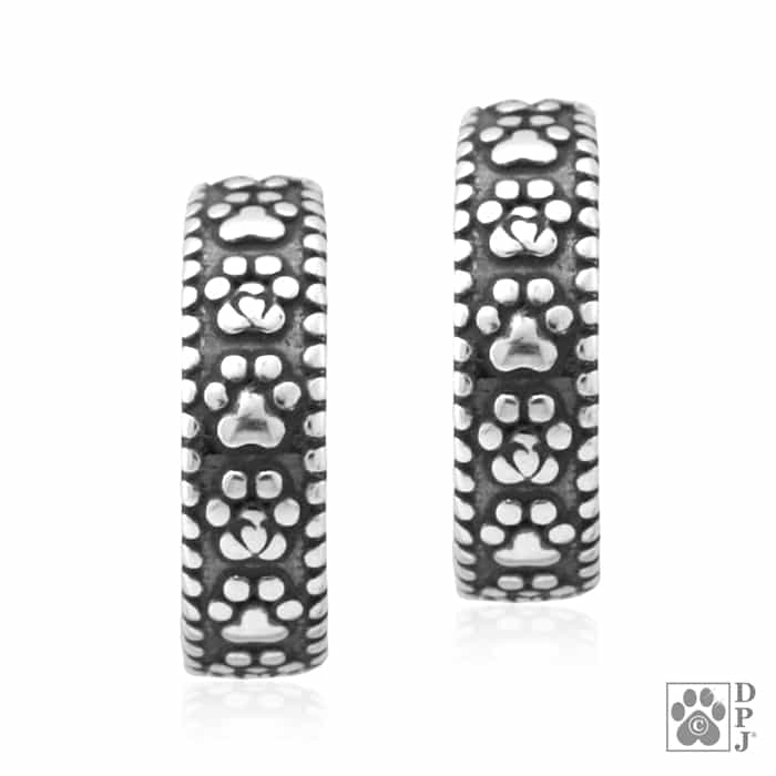 Paw Print Never Ending Paw Hoop Earrings - Image 2