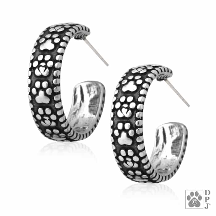 Paw Print Never Ending Paw Hoop Earrings - Image 3