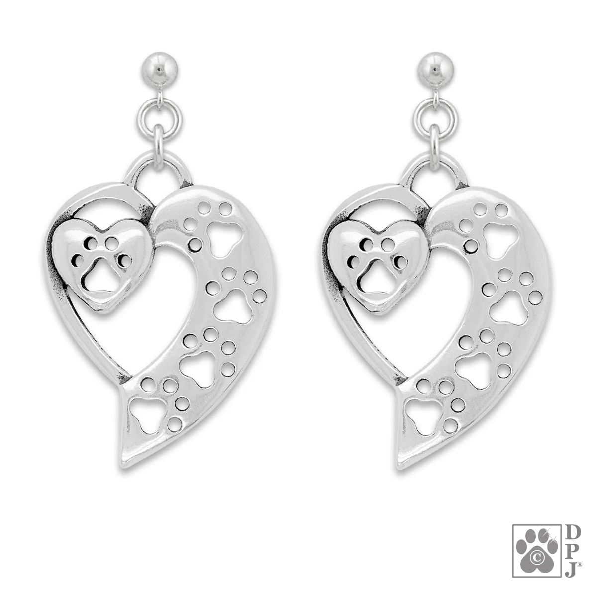 Sterling Silver We All Love Paws Earrings - Image 2