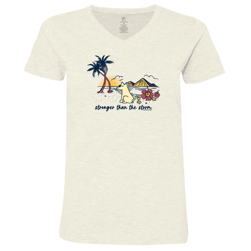Stronger Than The Storm - Ladies T-Shirt V-Neck - Image 3