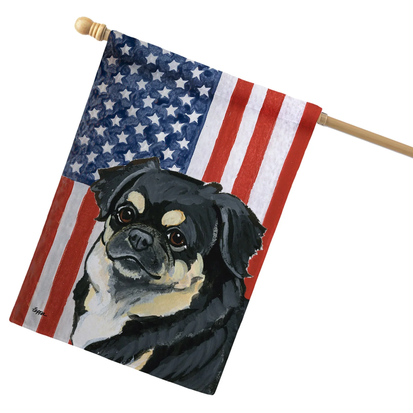 Tibetan Spaniel Americana House Flag - Image 2