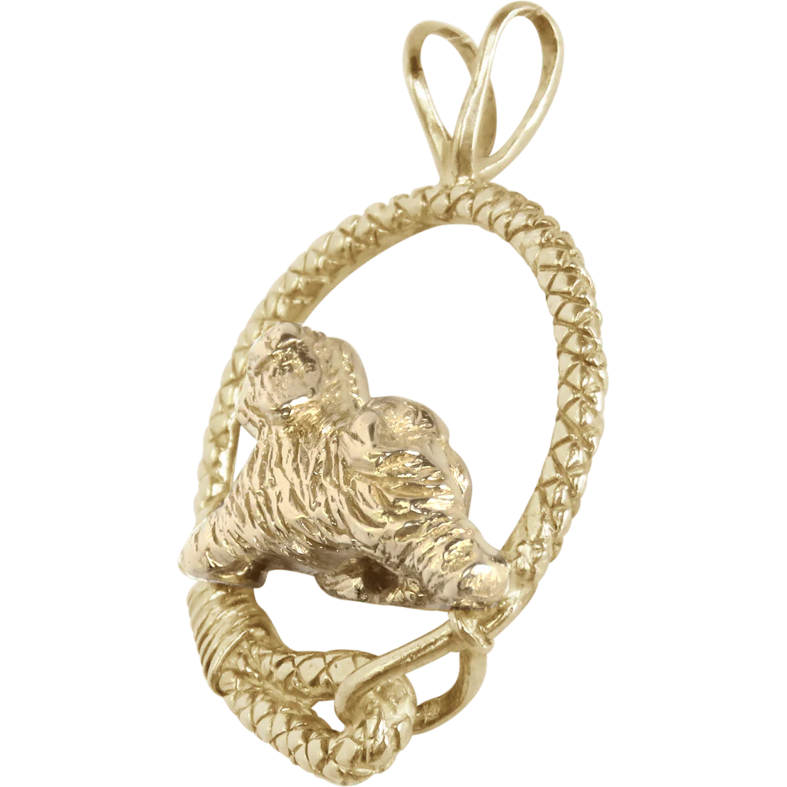 Solid 14K Gold Tibetan Terrier Leash Pendant - Image 3