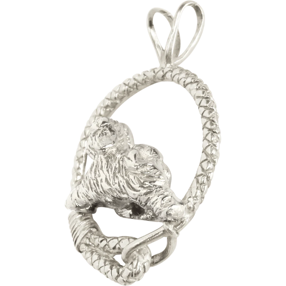 Tibetan Terrier in Solid Sterling Silver Leash Pendant - Image 3